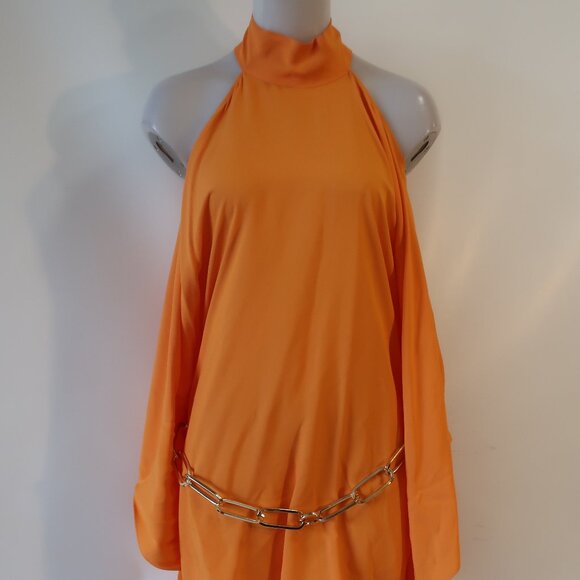 Taller Marmo Orange Halter Chain Belt Sleeveless Halter Tunic Top L COLOR - Picture 4 of 9